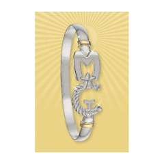 Madison Connecticut Destination Bracelet - Sterling Silver & 14K Gold 6mm Wide