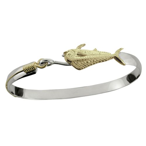 Mahi Mahi Hook Bracelet - SS & 14K Gold 6mm 7.5 Inch - MM2C675