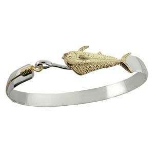 Mahi Mahi Hook Bracelet - SS & 14K Gold 8mm 8.0 Inch - MM2C880