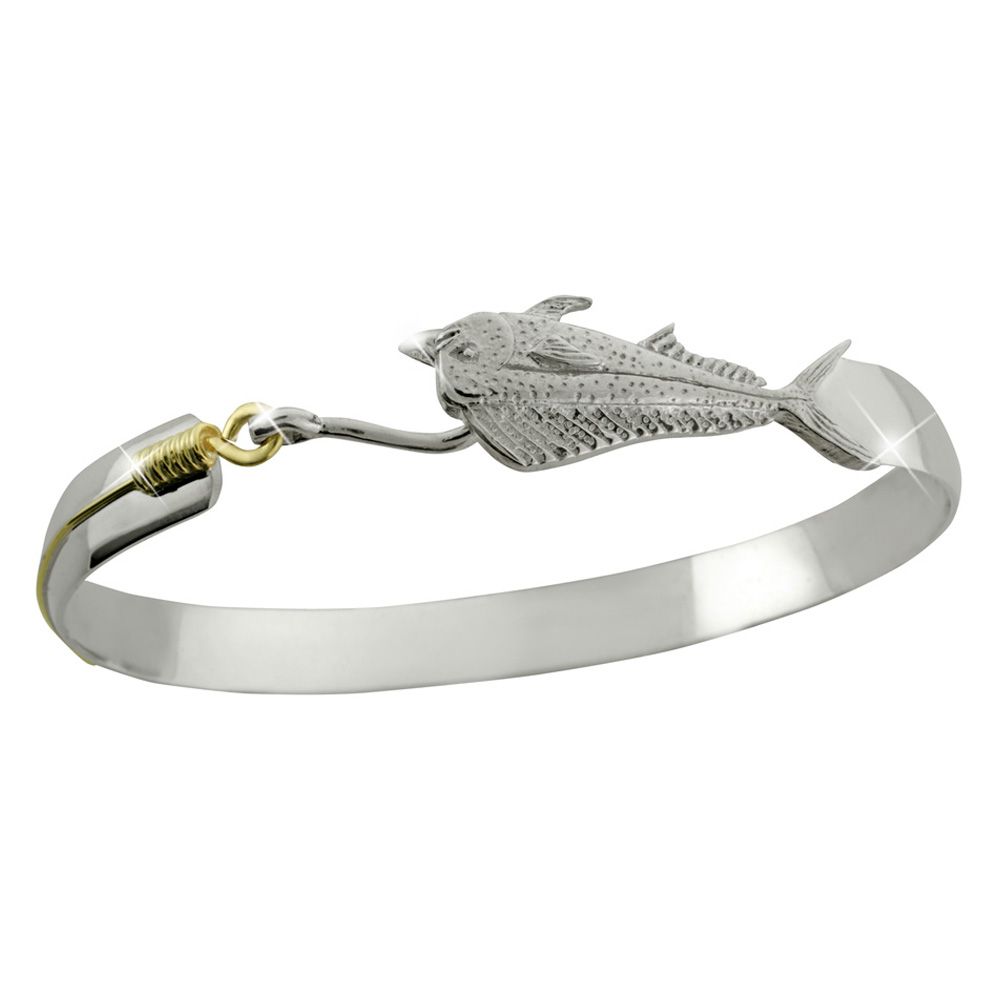 MMC885 Mahi Mahi Hook Bracelet - SS & 14K Gold 8mm 8.5 I