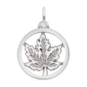 Maple Leaf Charm - 14K White Gold - 10-3679