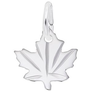 Maple Leaf Charm - 14K White Gold - 10-9312