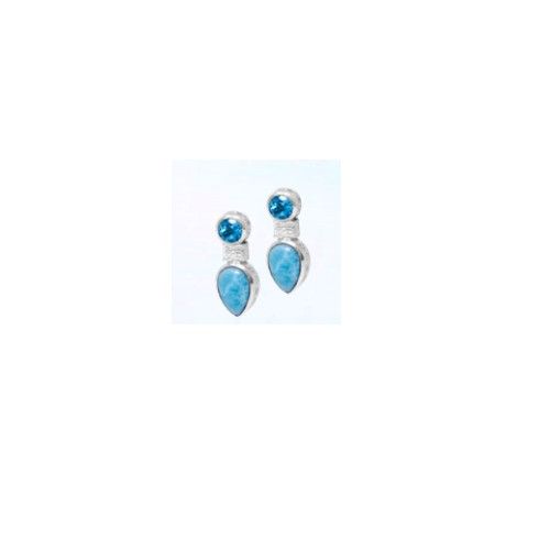 Mar Azul Earrings W/Larimar & Blue Topaz  - MAL124SE
