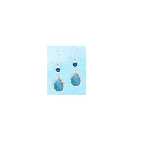 Mar Azul Pear Shaped Larimar Earrings W/blue Topaz  - MAL150SE