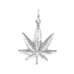 Marijuana Leaf Charm - LG - 14K White Gold - 10-1027-0-14kw