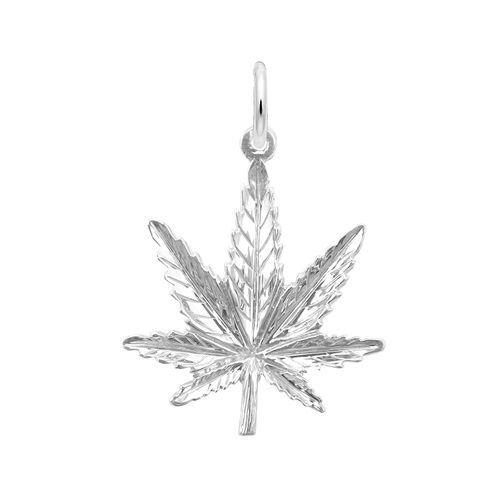Marijuana Leaf Charm - LG - 14K White Gold - 10-1027-0-14kw
