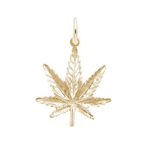 Marijuana Leaf Charm - LG - 14K Yellow Gold - 10-1027-0-14k