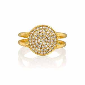 Handcrafted Pave Diamond Dome 14k Gold Ring - M5796