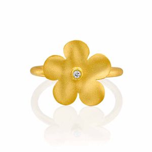 Handmade Flower Diamond 14k Gold Ring - M7320