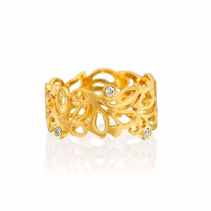 Open Swirl Diamond 14k Gold Ring - M1953