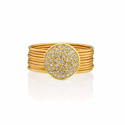 Round Pave White Diamond 14k Gold Ring - MD5961A