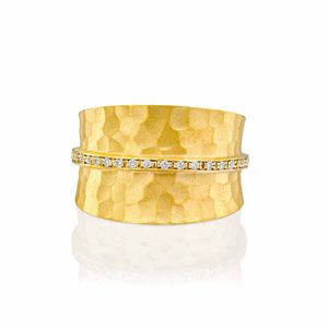Textured Pave Strip Diamond 14k Gold Ring - M7314