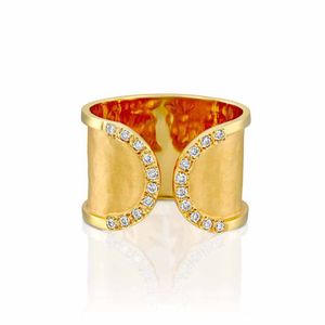 Two Circle Diamond Open Shank Diamond 14k Gold Ring - M3482