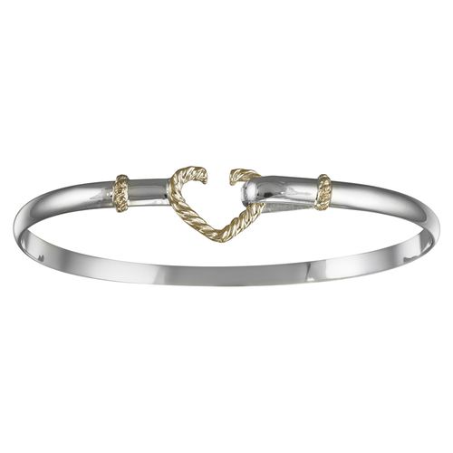 Mariners Heart Hook Bracelet - Sterling Silver & 14K Gold 4mm 8.0 Inch