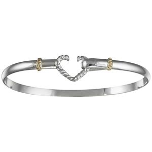 Mariners Heart Hook Bracelet - SS & 14K Gold 4mm 6.5 Inch - C4MHRT65
