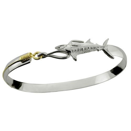 Marlin Hook Bracelet - Sterling Silver & 14K Gold 6mm 6.5 Inch