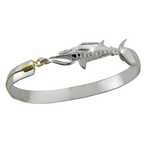 Marlin Hook Bracelet - Sterling Silver & 14K Gold 8mm 7.0 Inch