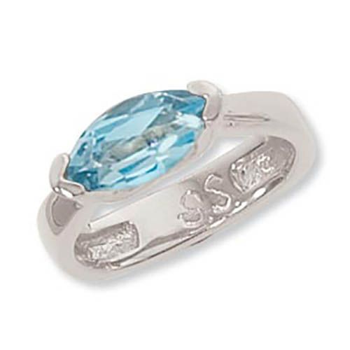 Marquis Blue Topaz Ring - 14K White Gold Size 7 - 70909BTWG