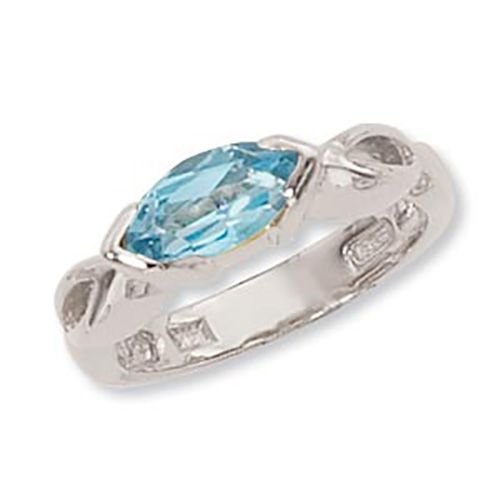 Marquis Blue Topaz Ring - 14K White Gold Size 7 - 70903BTWG