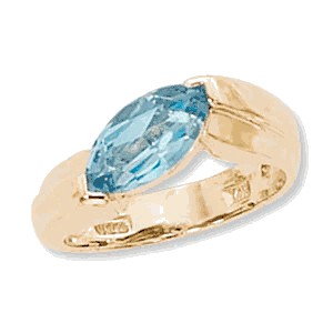 Marquis Blue Topaz Ring - 14K Yellow Gold Size 7 - 70910BT
