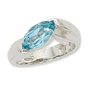 Marquis Blue Topaz Ring - Sterling Silver Size 7 - 70910BT-SS