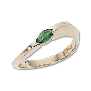Marquis Emerald Ring - 14K Yellow Gold Size 7