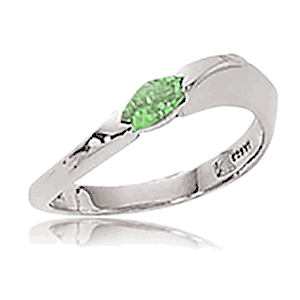 Marquis Peridot Ring - Sterling Silver Size 6.5