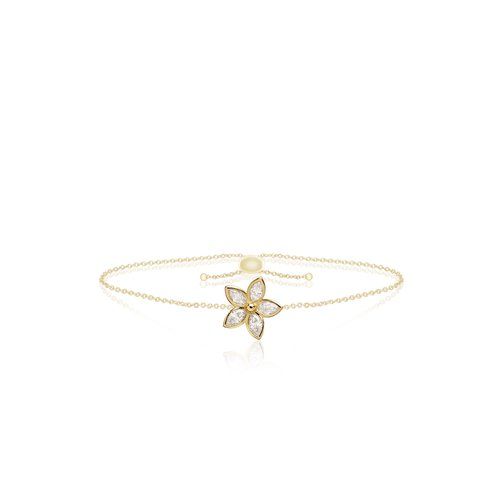 Marquise Diamond Flower Bracelet 12mm, Hawaiian Inspired Bracelet, KPB-0015