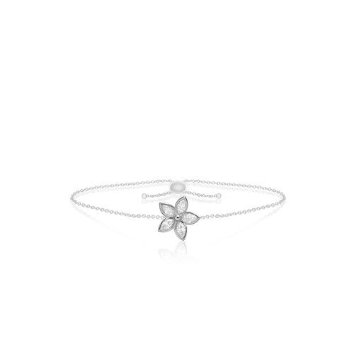 Marquise Diamond Flower Bracelet 12mm, Hawaiian Inspired  Bracelet, KPB-0015/ WG