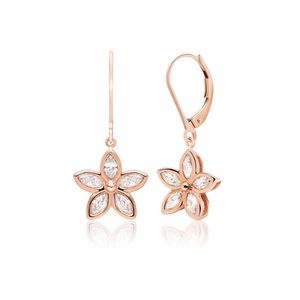 Marquise Diamond Flower Leverback Earrings 12mm, Hawaiian Inspired  Earrings, KPE-0025/ RG