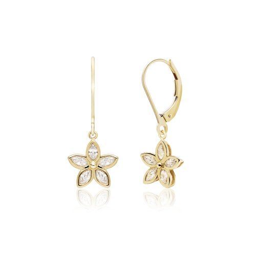Marquise Diamond Flower Leverback Earrings 9mm, Hawaiian Inspired  Earrings, KPE-0024