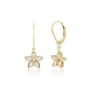 Marquise Diamond Flower Leverback Earrings 9mm, Hawaiian Inspired Earrings, KPE-0024