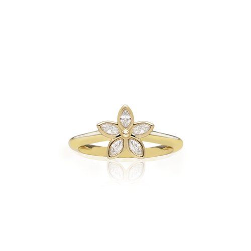 Marquise Diamond Flower Ring 12mm, Hawaiian Inspired  Ring, KPR-0014