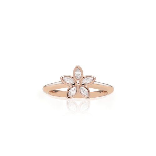 Marquise Diamond Flower Ring 12mm, Hawaiian Inspired Ring, KPR-0014/ RG