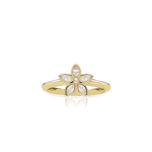 Marquise Diamond Flower Ring, Hawaiian Inspired  Ring, KPR-0013