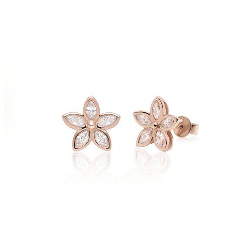Marquise Diamond Flower Stud Earring 10mm, Hawaiian Inspired Earring, KPE-0013/ RG