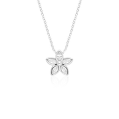 Marquise Flowers White Sapphire Flower Pendant