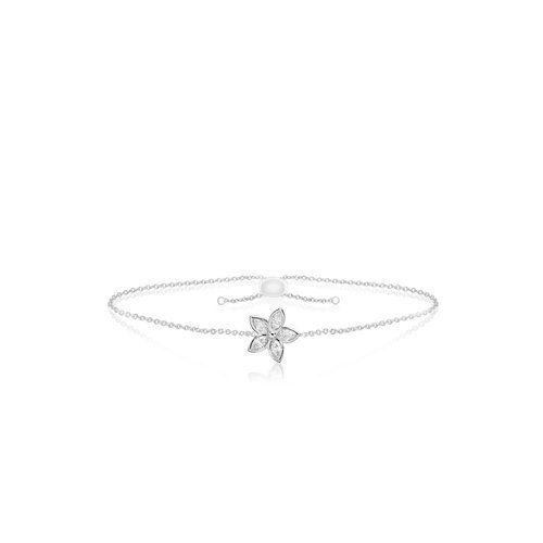 Marquise White Sapphire Flower Chain Bracelet 11mm, Hawaiian Inspired Bracelet, KPB-0018