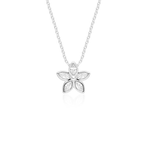 Marquise White Sapphire Flower Pendant 13mm, Hawaiian Inspired  Pendant, KPP-0030