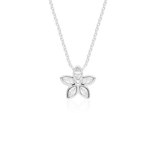 Marquise White Sapphire Flower Pendant 13mm, Hawaiian Inspired  Pendant, KPP-0030