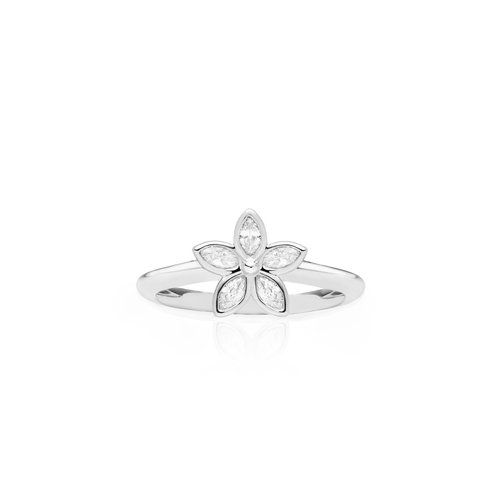 Marquise White Sapphire Flower Ring 15mm, Hawaiian Inspired  Ring, KPR-0020