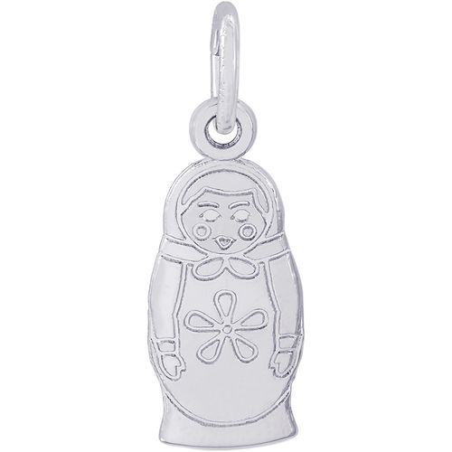 Matryoshka Doll 2 Sided Charm - 14K White Gold