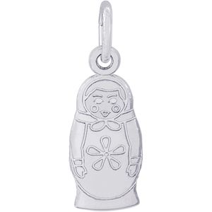 Matryoshka Doll 2 Sided Charm - 14K White Gold