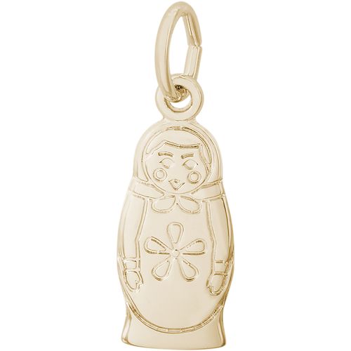 Matryoshka Doll Flat Back Charm - 14K Gold
