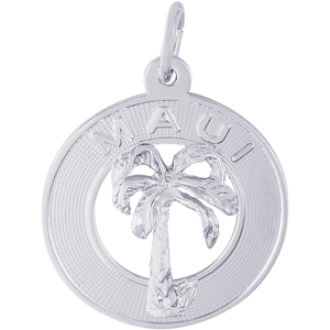 Maui Palm Charm - 14K White Gold