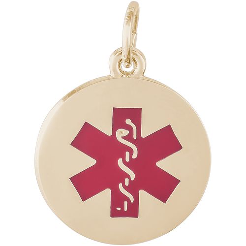 Medical Symbol-Red Paint Charm Gold Plated - 10-5098-1
