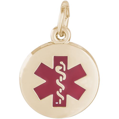 Medical Symbol-Red Paint Charm Gold Plated - 10-5203-1