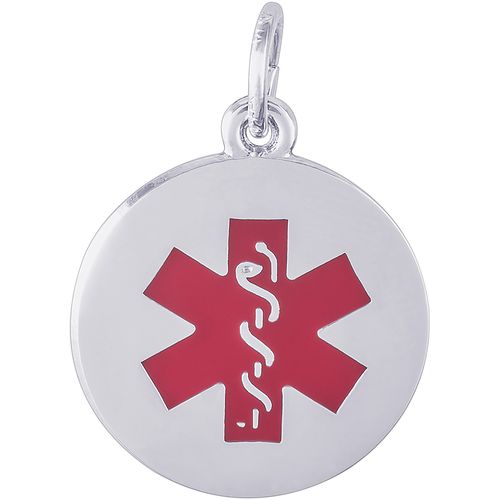 Medical Symbol-Red Paint Charm Silver - 10-5098-1