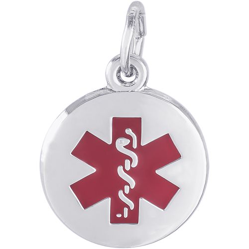 Medical Symbol-Red Paint Charm White Gold - 10-5203-1