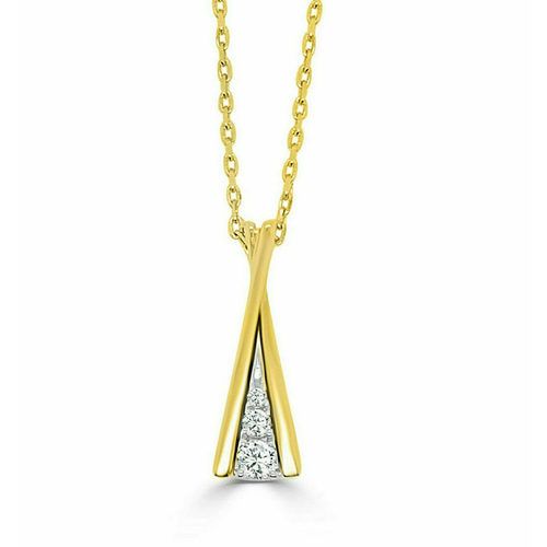 Medium Deco  Lines  Half Diamond Pendant